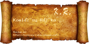Komlósy Réka névjegykártya